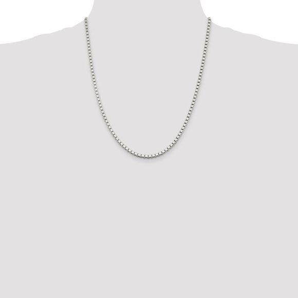 3mm Sterling Silver Solid Classic Box Chain Necklace, 22 Inch - Picture 3 of 8